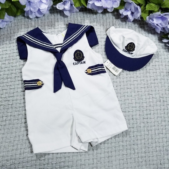 Baby Togs Other - Baby Togs vintage navy/white Summer sailor romper
